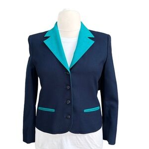 Pendleton Women's Vintage 100% Virgin Wool Two Tones Business Blazer Size: 12